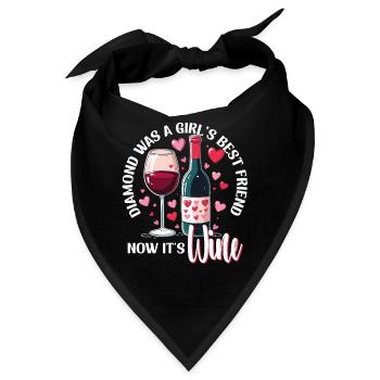 Valentinstag Diamond Was A Girls Best Friend Wein - Bandana - Schwarz - Vorne