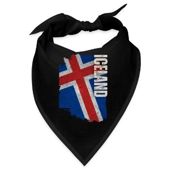 Vertikale isländische Flagge, ich liebe Island - Bandana - Schwarz - Vorne