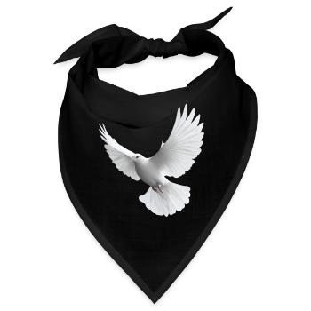 Weiße Taube - Bandana - Schwarz - Vorne