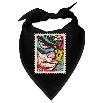 Comic-Held als Retro-Briefmarke - Bandana - Schwarz - Vorne