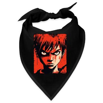 Wütender Junge im roten Comic-Stil - Bandana - Schwarz - Vorne