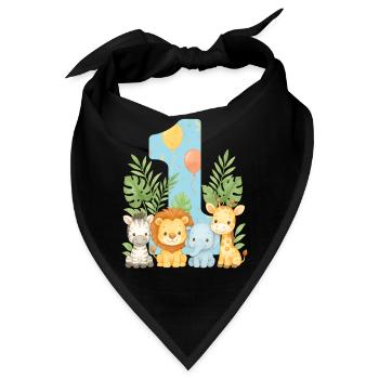 Dschungeltiere Kindergeburtstag 1 Jahr Geschenk - Bandana - Schwarz - Vorne