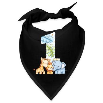 Dschungeltiere Kinder 1 Jahr Geburtstag Geschenk - Bandana - Schwarz - Vorne