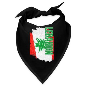 Vertikale Libanon-Flagge, Ich liebe den Libanon - Bandana - Schwarz - Vorne