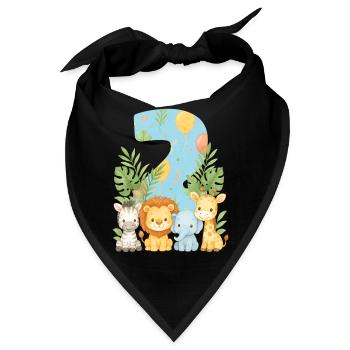 Dschungeltiere Kindergeburtstag 2 Jahr Geschenk - Bandana - Schwarz - Vorne