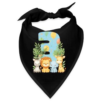 Dschungeltiere Kindergeburtstag 3 Jahr Geschenk - Bandana - Schwarz - Vorne