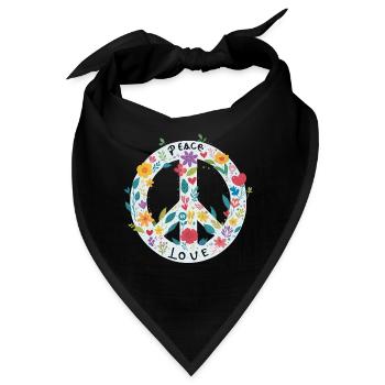 Peacezeichen Blumen Love - Bandana - Schwarz - Vorne