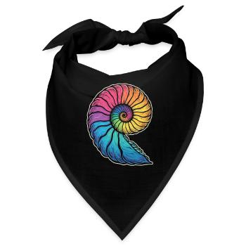 Farbenfrohe Ammoniten Fossilien Urzeit - Bandana - Schwarz - Vorne