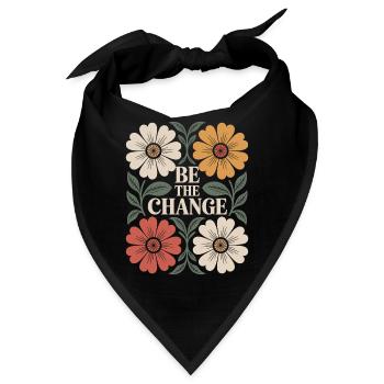Sei Der Wandel Vintage Blumen Inspiration Zitat - Bandana - Schwarz - Vorne