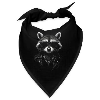 Cooler Waschbär Mit Sonnenbrille Und Lederjacke - Bandana - Schwarz - Vorne