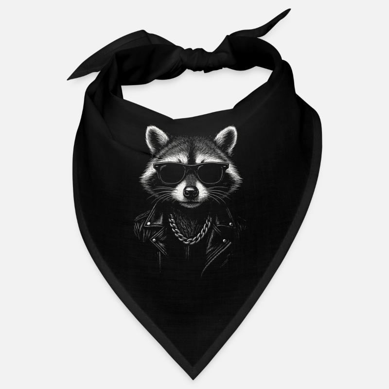 Cooler Waschbär Mit Sonnenbrille Und Lederjacke Bandana