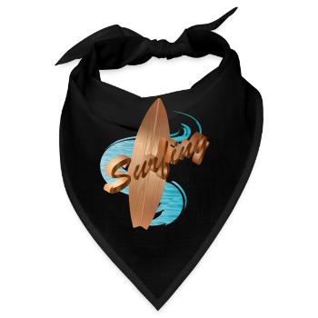 Surfbrett Holzdesign mit Surfing Typografie - Bandana - Schwarz - Vorne