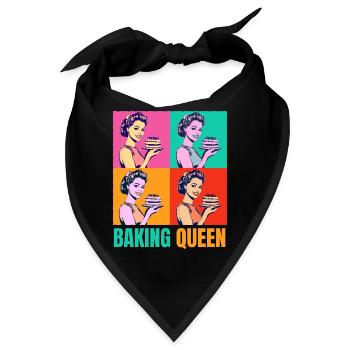 Backen Torte Backkönigin Backfee Bäckerin Pop Art - Bandana - Schwarz - Vorne