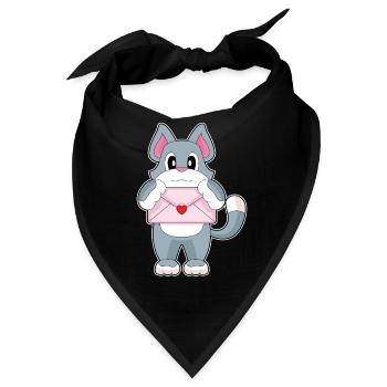 Katze Liebesbrief - Bandana - Schwarz - Vorne
