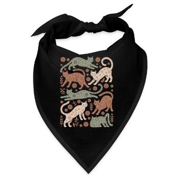 Katzen Boho Muster für Katzenliebhaber - Bandana - Schwarz - Vorne