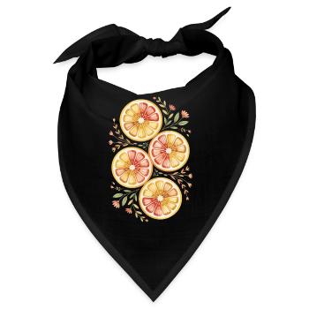 Zitrusfrüchte Mit Blumenmuster - Bandana - Schwarz - Vorne