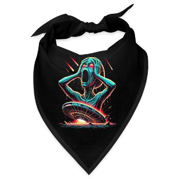 Neon Sci-Fi Horror Halloween Illustration - Bandana - Schwarz - Vorne