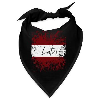 Grunge-lettische Flagge, ich liebe Lettland - Bandana - Schwarz - Vorne