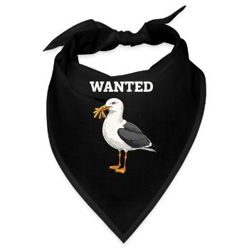 Gesuchte Möwe Mit Pommes Und Beanie Illustration - Bandana - Schwarz - Vorne
