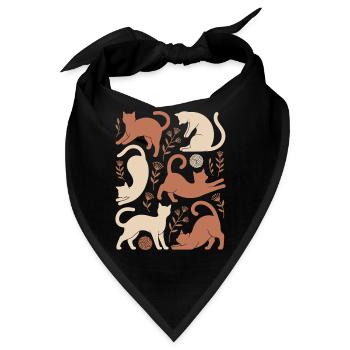 Boho Katzen Und Blumen Zauberhaftes Muster - Bandana - Schwarz - Vorne