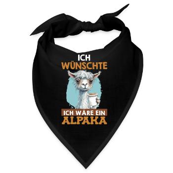 Alpaka ICH WÜNSCHTE ICH WÄRE EIN ALPAKA Lustig - Bandana - Schwarz - Vorne