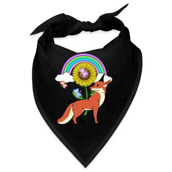 Regenbogen Fuchs Sonnenblume Kinder - Bandana - Schwarz - Vorne