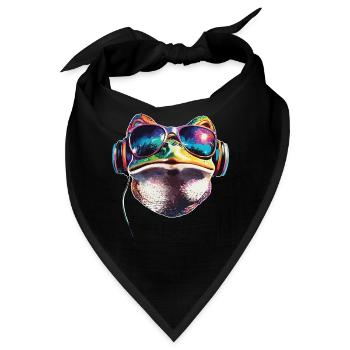 Frosch Kleine Kröte Laubfrosch Froschkönig Frösche - Bandana - Schwarz - Vorne