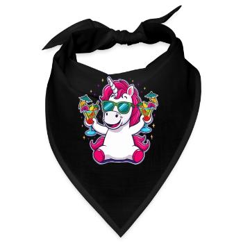 Einhorn Cocktail Saufen Party Feiern Urlaub JGA - Bandana - Schwarz - Vorne