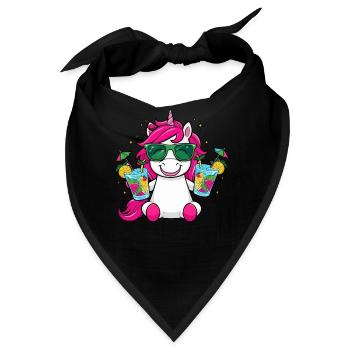 Einhorn Cocktail Saufen Party Feiern Urlaub JGA - Bandana - Schwarz - Vorne