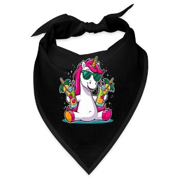 Einhorn Cocktail Saufen Party Feiern Urlaub JGA - Bandana - Schwarz - Vorne