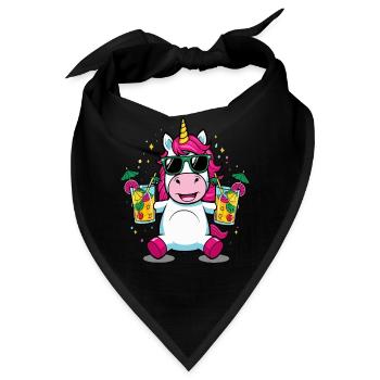 Einhorn Cocktail Saufen Party Feiern Urlaub JGA - Bandana - Schwarz - Vorne