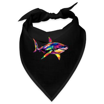 Hai Haifisch Tigerhai Taucher Süße Haie Weißer Hai - Bandana - Schwarz - Vorne