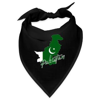 Karte von Pakistan, Flagge Pakistans - Bandana - Schwarz - Vorne