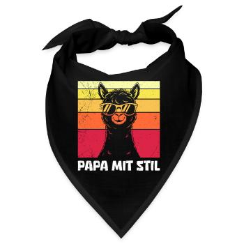 Vaterschaft PAPA MIT STIL Retro Lama Lustiges - Bandana - Schwarz - Vorne