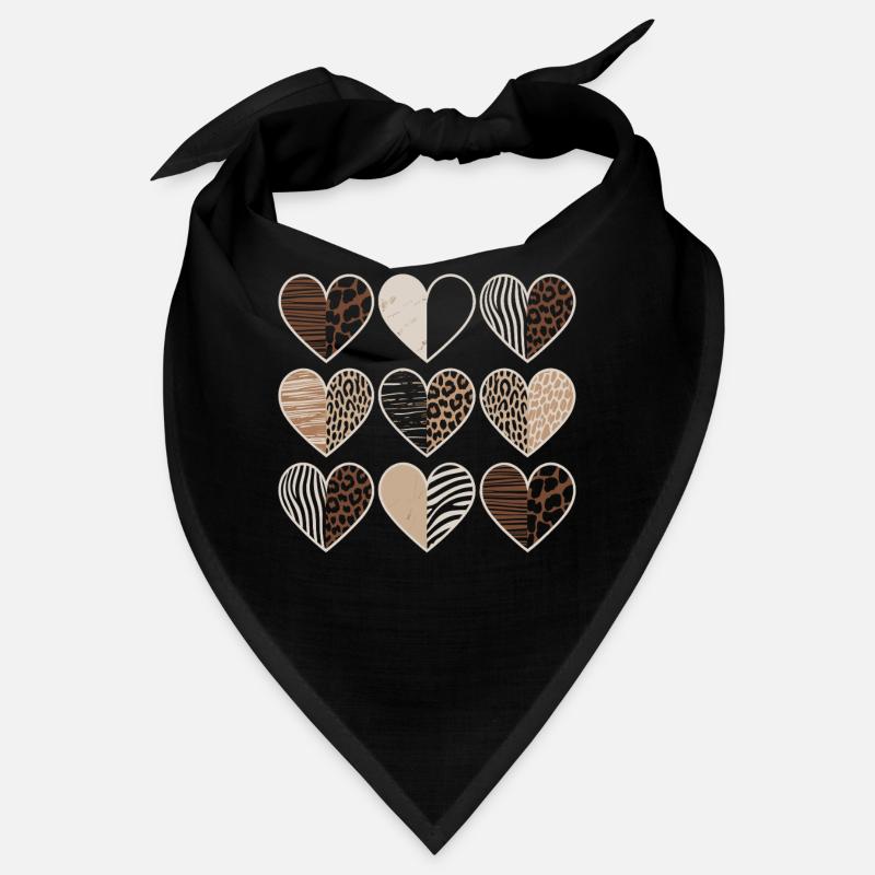 Leopard Muster Herzdesign - Bandana - Schwarz