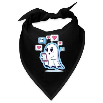Niedlicher Geistermit Smartphone - Bandana - Schwarz - Vorne