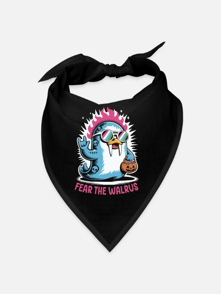 Walross Punk Rocker Halloween  - Bandana - Schwarz - Vorne