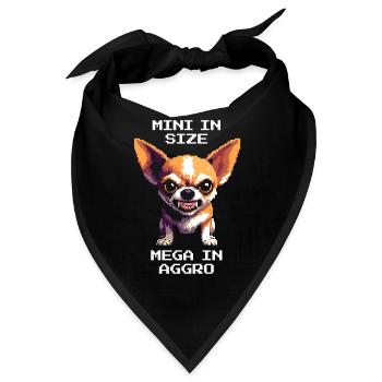 Miniklein, mega Aggro | Chihuahua - Bandana - Schwarz - Vorne