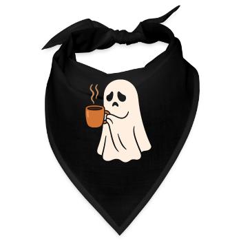 Schauriges Geist mit Kaffeetasse - Bandana - Schwarz - Vorne