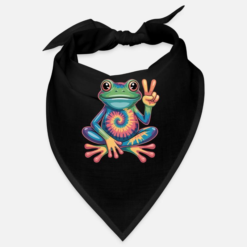 Frog Tie-Dye Hippie Peace Sign Bandana