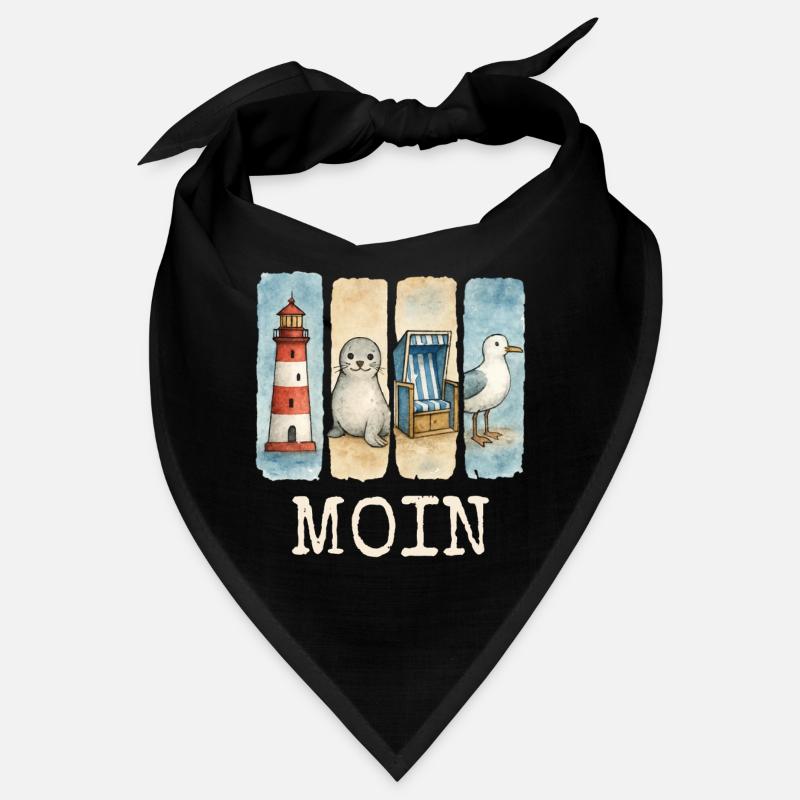 Moin Leuchtturm Robbe Strandkorb Möwe Küste Bandana