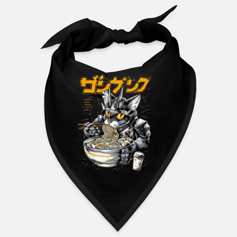 Cyberkatze beim Ramen Essen - Bandana - Schwarz