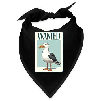 Wanted Möwe Mit Pommes - Bandana - Schwarz - Vorne