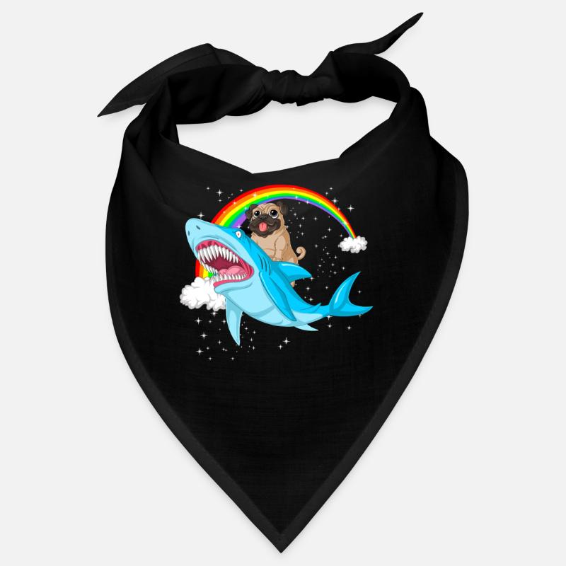 Mops reitet Hai Regenbogen Bandana