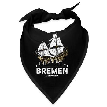 Historische Bremer Hansekogge & Skyline - Bandana - Schwarz - Vorne