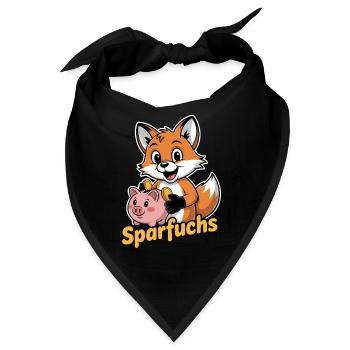 Sparfuchs Mit Sparschwein Und Muenzen - Bandana - Schwarz - Vorne