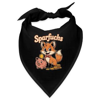 Sparfuchs Fuchs Mit Sparschwein Und Münzen - Bandana - Schwarz - Vorne