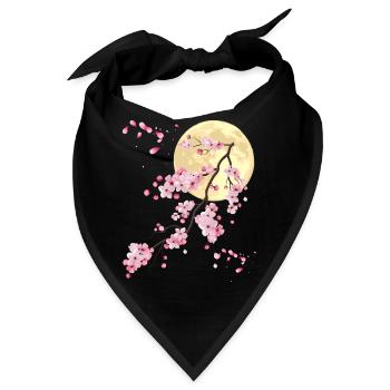 Vollmond mit Kirschblüte - Bandana - Schwarz - Vorne