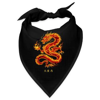 Mächtiger Chinesischer Feuerdrache - Bandana - Schwarz - Vorne