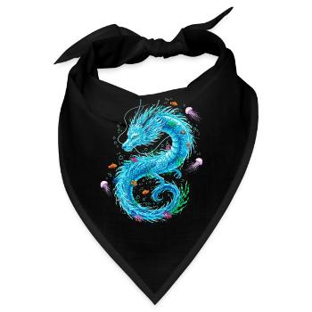 Wasserdrache mit Meeresbewohnern - Bandana - Schwarz - Vorne